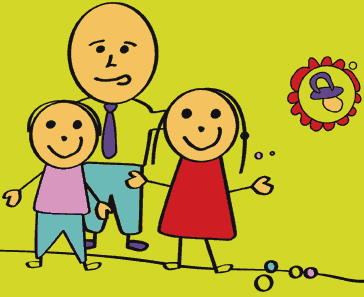 Illustration einer dreiköpfigen Familie